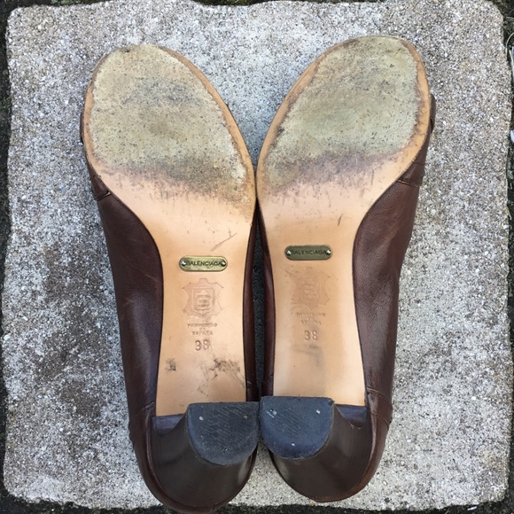 Balenciaga Brown Leather Studded Heels - Picture 9 of 10